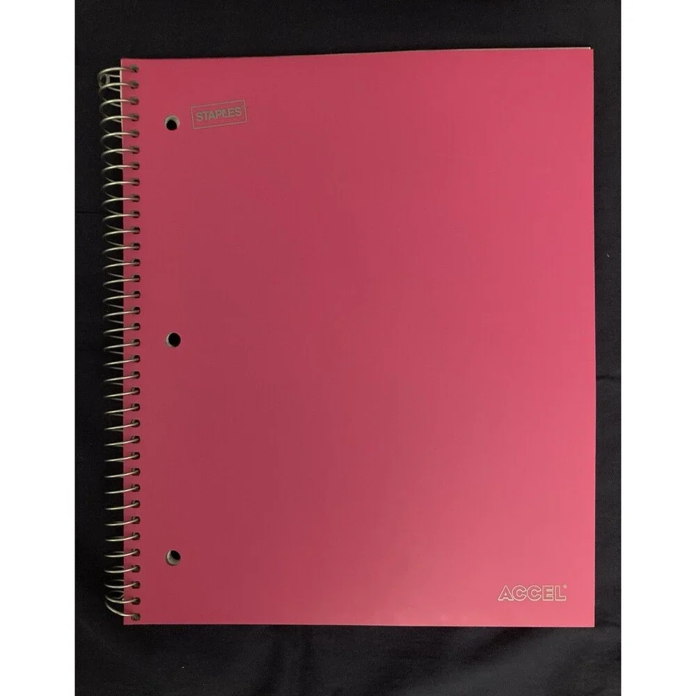 College Ruled Spiral Notebook With Pocket | Pink Front Cover | 79 Sheets
